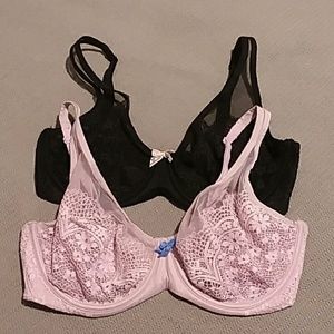 Bundle of 2 VS 36DD Unlined Demi Black Lilac